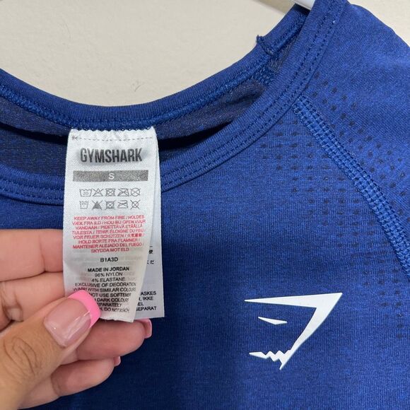 Gymshark Vital Seamless Blue Long Sleeve Crop Top Small Women - Picture 2 of 6